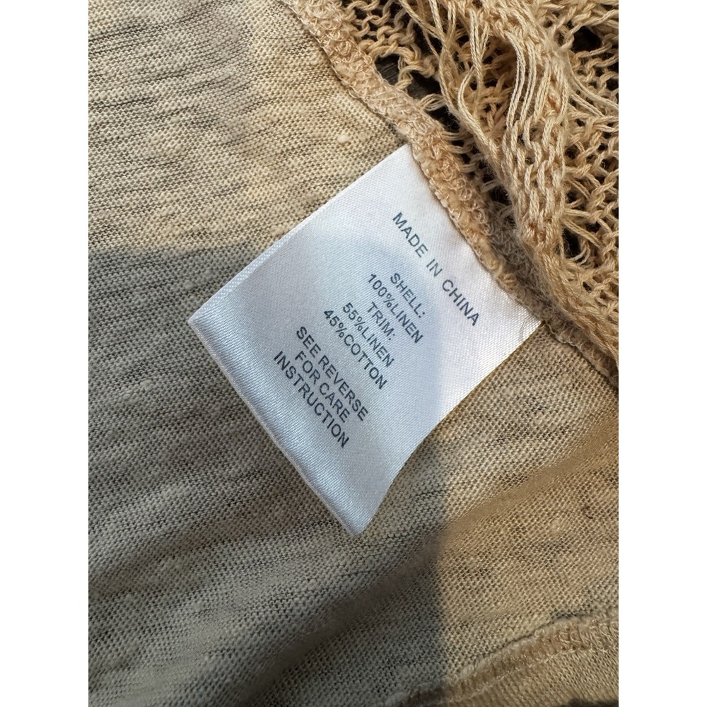 Tyler Boe Linen Top L Khaki Lagenlook Coastal Chic Boho Resort Minimalist - Picture 6 of 14